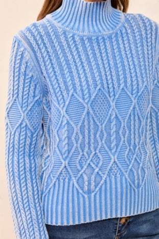 Tribal - Skyline Cable Knit Mock Neck Sweater