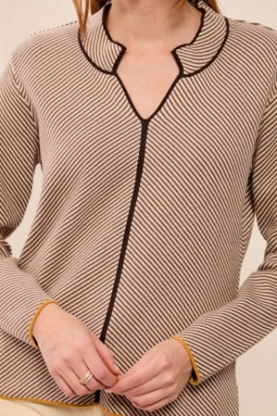 Tribal - Modern Lines Split Neck Sweater