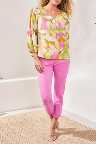 Tribal 3/4 Sleeve Blouse with Smocked Yoke