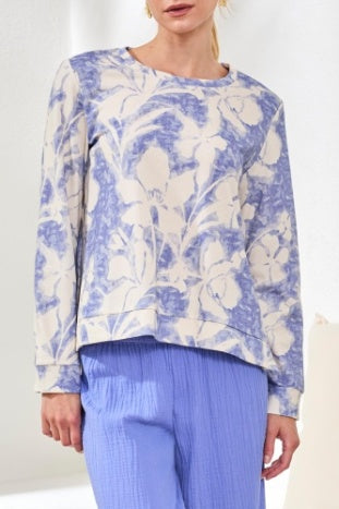 Tribal Crew Neck Top with Side Slits