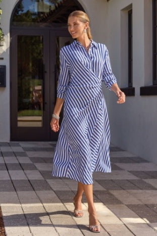 Tribal Long Sleeve Waist Wrap Dress