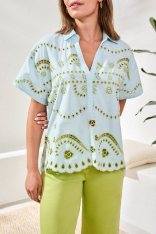 Tribal Embroidered Pull On Blouse