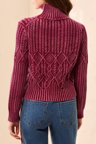 Tribal - Skyline Cable Knit Mock Neck Sweater