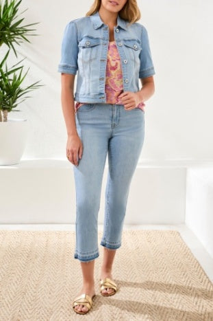 Comfort Stretch Elbow-Sleeve Denim Jacket