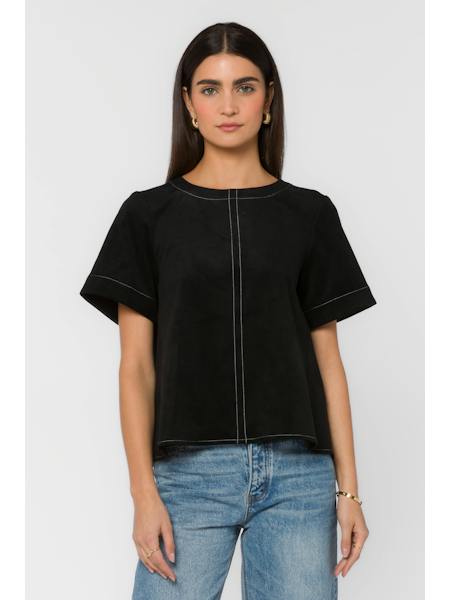 Juliette Contrast Stitch Popover Top – Modern & Effortless