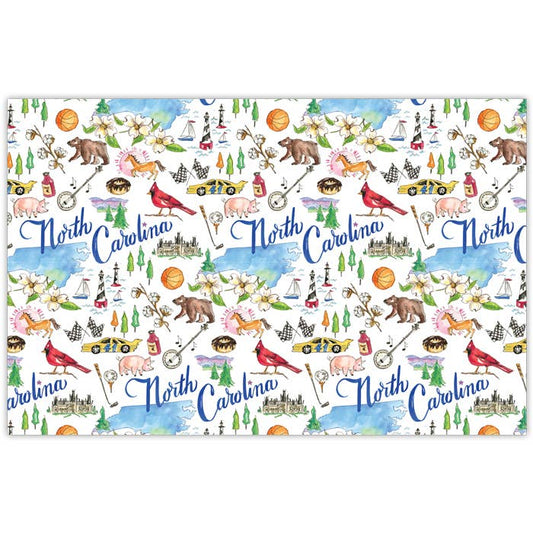 North Carolina Handpainted Icons Pattern Placemat