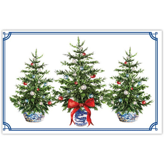 Tom Tom Holiday Christmas Trees in Chinoiserie Pots Placemat