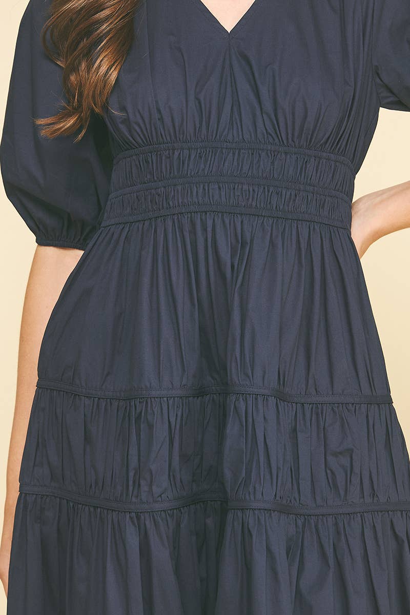 Smocking Detail Maxi Dress