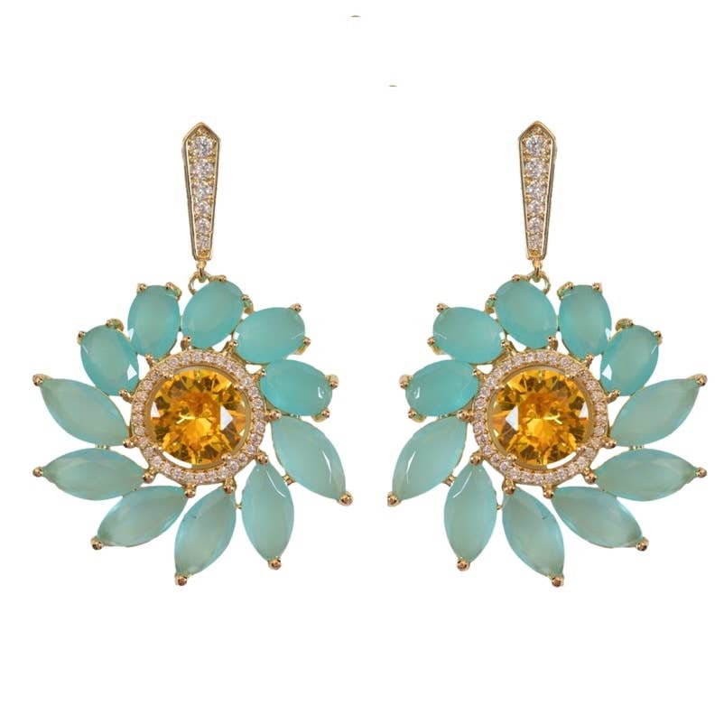 St Armands Designs of Sarasota - Soleil Bloom Crystal Drop Statement Earrings