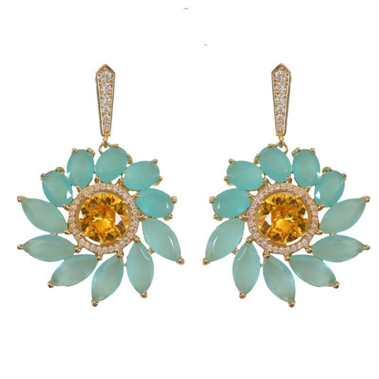St Armands Designs of Sarasota - Soleil Bloom Crystal Drop Statement Earrings