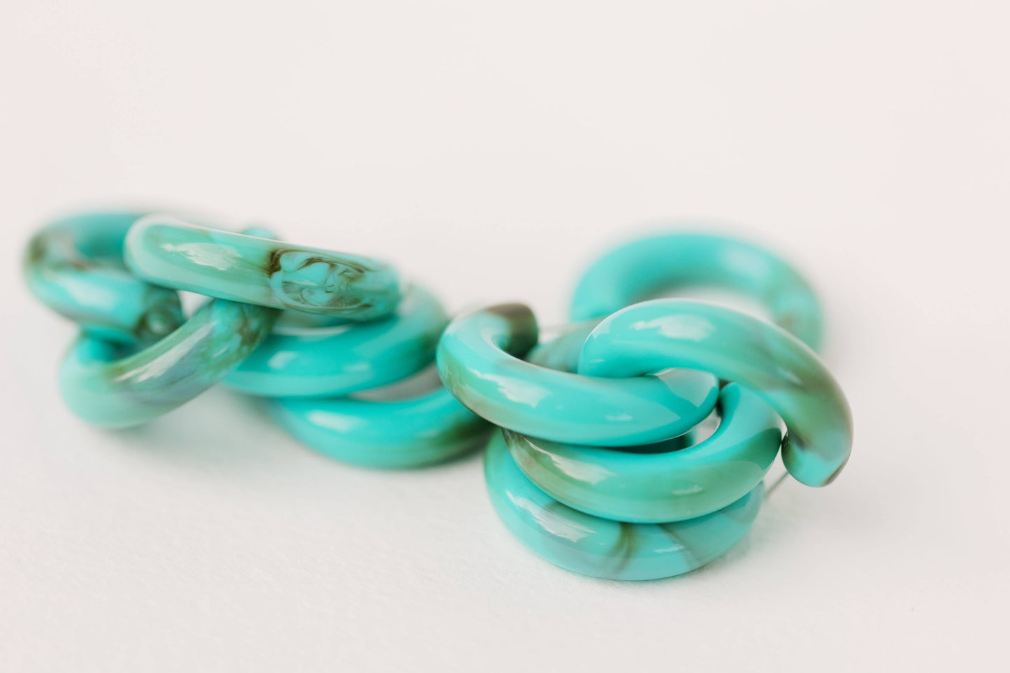 Turquoise Chunky Lucite Statement Hoop Earrings