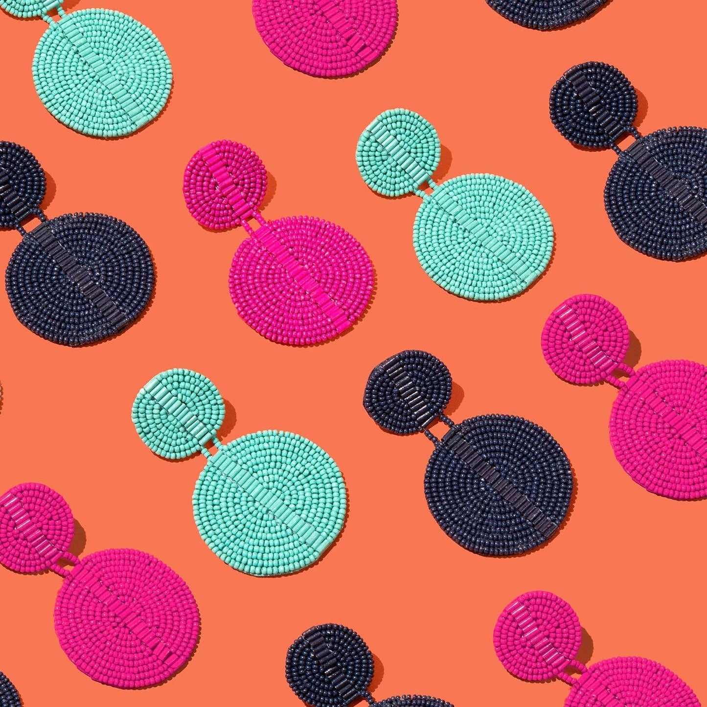 Custom Beaded Drop Disc Earrings: Blush