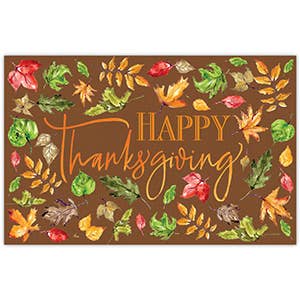 RosanneBeck Collections - Happy Thanksgiving Handpainted Autumn Leaves Placemat