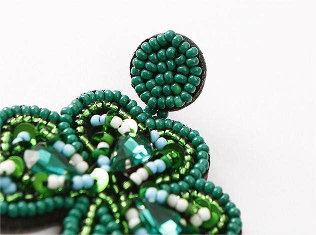 Women's Clover Earrings St. Patrick's Day Rice Bead Earrings