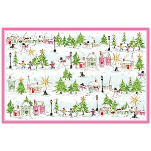 Handpainted Snow Village Placemat