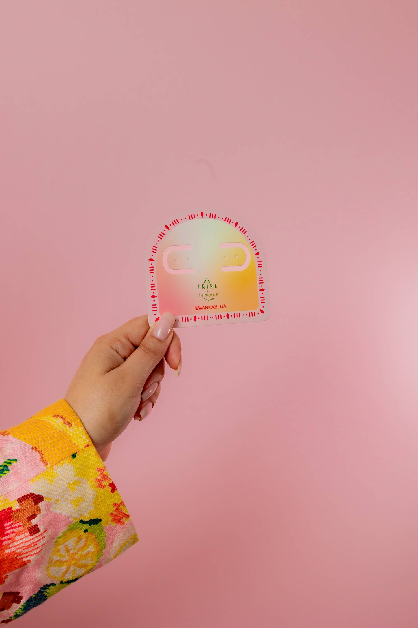 Tribe + Temple - Deco Glam Medallion Oval Hoops Pink