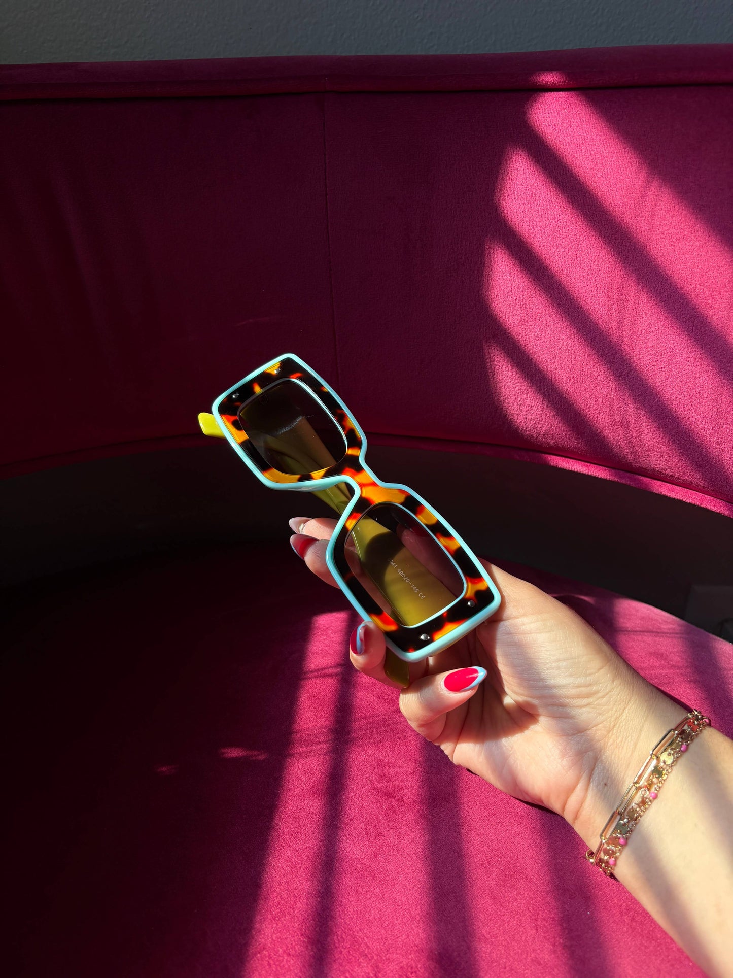 Tribe + Temple - Deco Sunglasses Chartreuse + Sky Blue