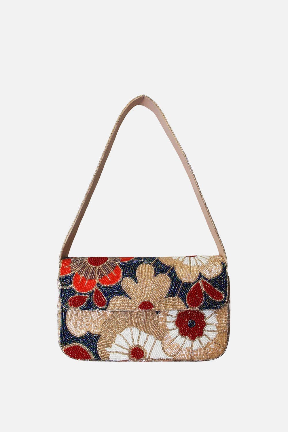 Rose Flower Beaded Shoulder Bag