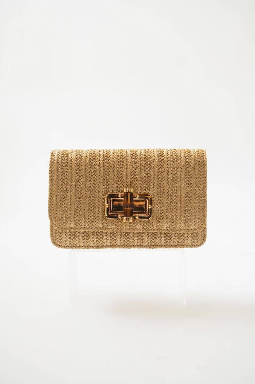 Lisi Lerch - Lilly - Gold Woven Straw Clutch