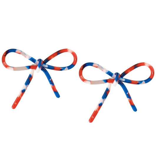 Red, White, and Blue Patriotic Statement Stud Bow Earrings