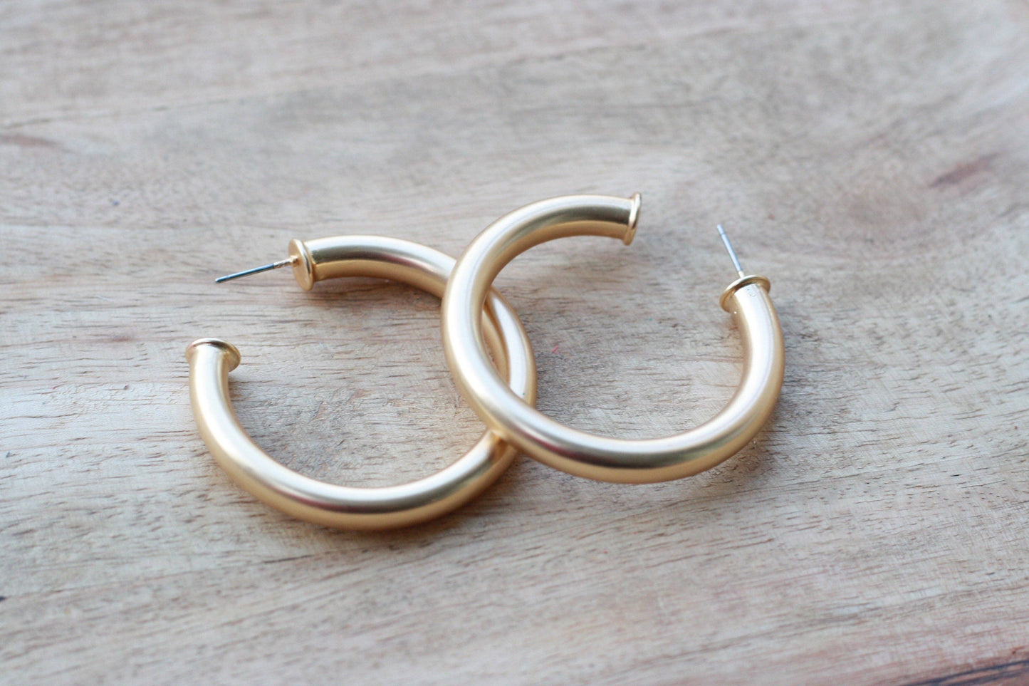 Brushed Gold Everyday Hoop Earrings