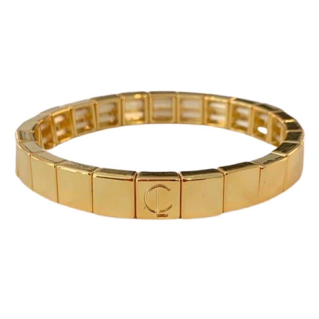 Caryn Lawn - Gold Tile Bracelet - Stackable Stretch Style