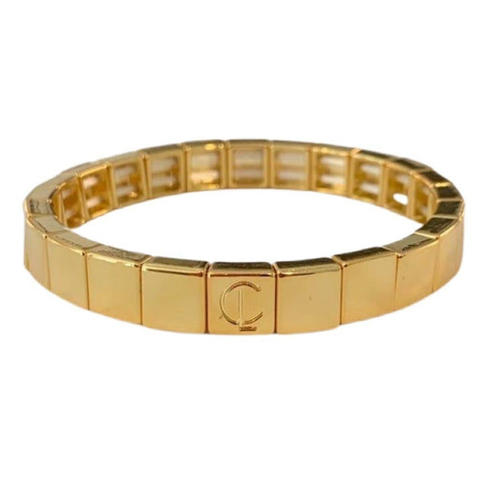 Caryn Lawn - Gold Tile Bracelet - Stackable Stretch Style