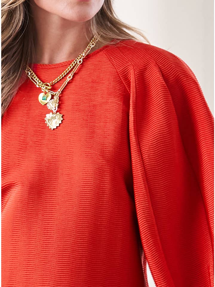 Ember Textured Fabric Voluminous Sleeve Top