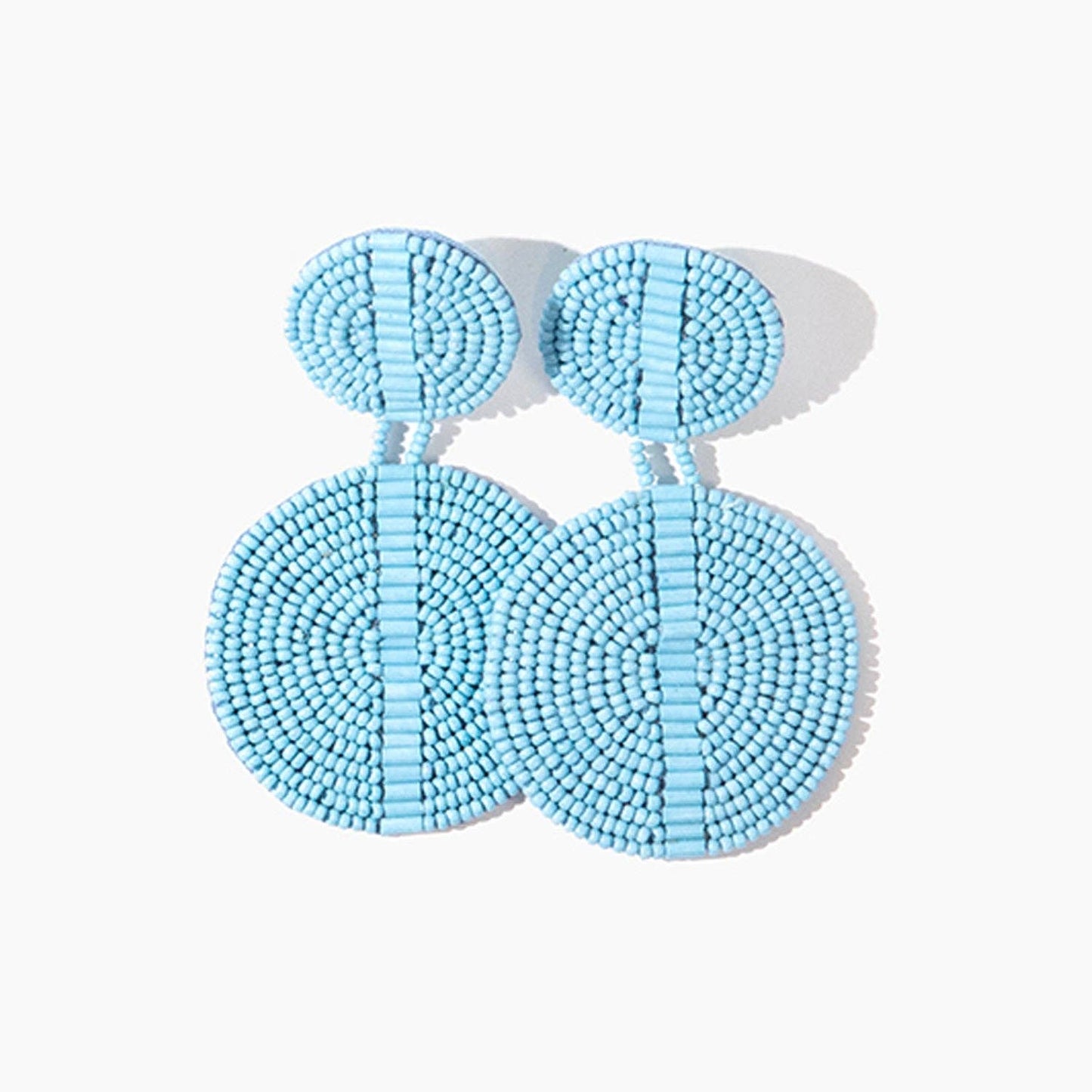 Custom Beaded Drop Disc Earrings: Blush