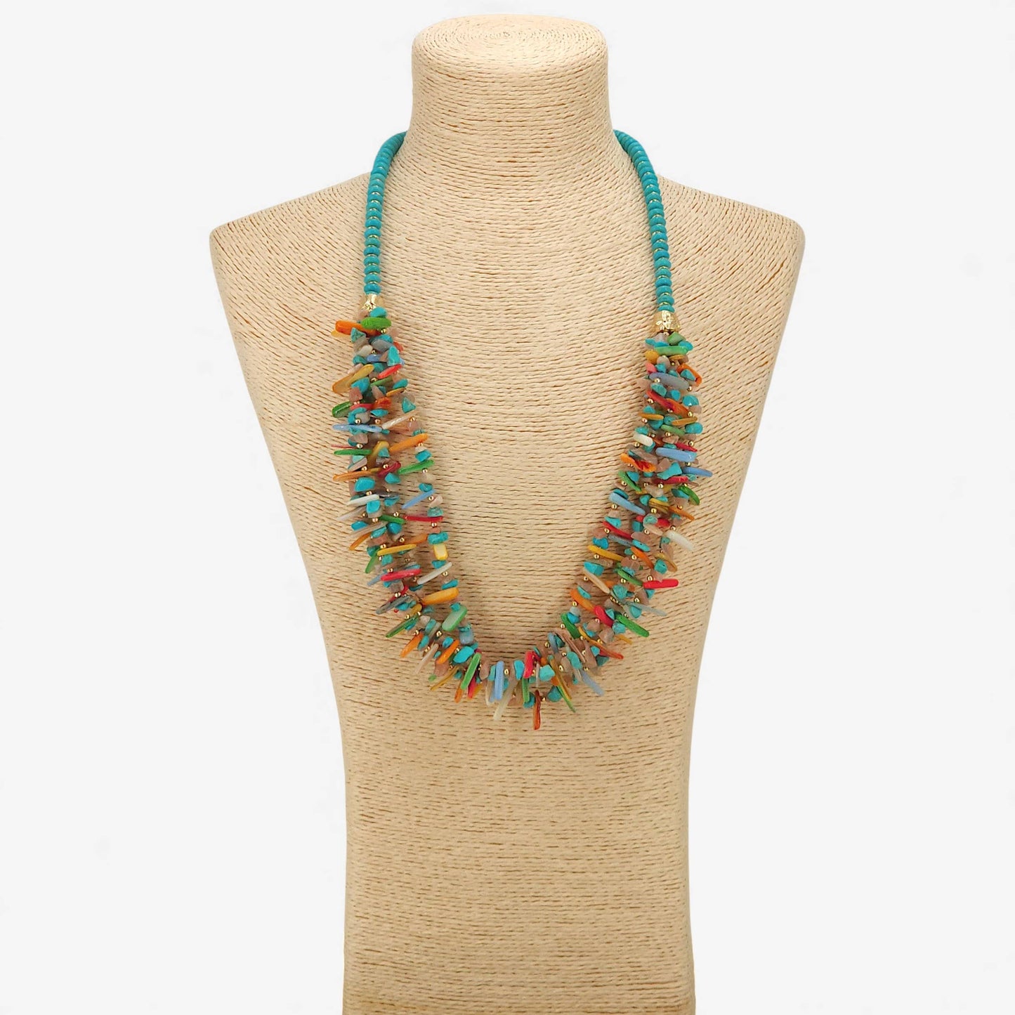 Turquoise Beaded Chip Necklace