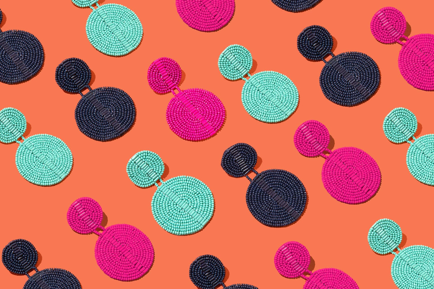 Custom Beaded Drop Disc Earrings: Blush