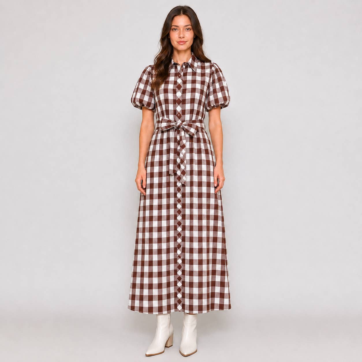 LoveWednesday - Charlotte Check Maxi Shirt Dress