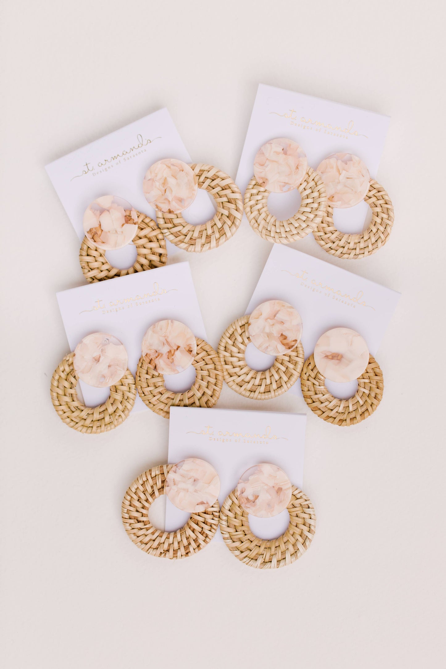 Blonde Rattan Bali Doorknocker Statement Earrings