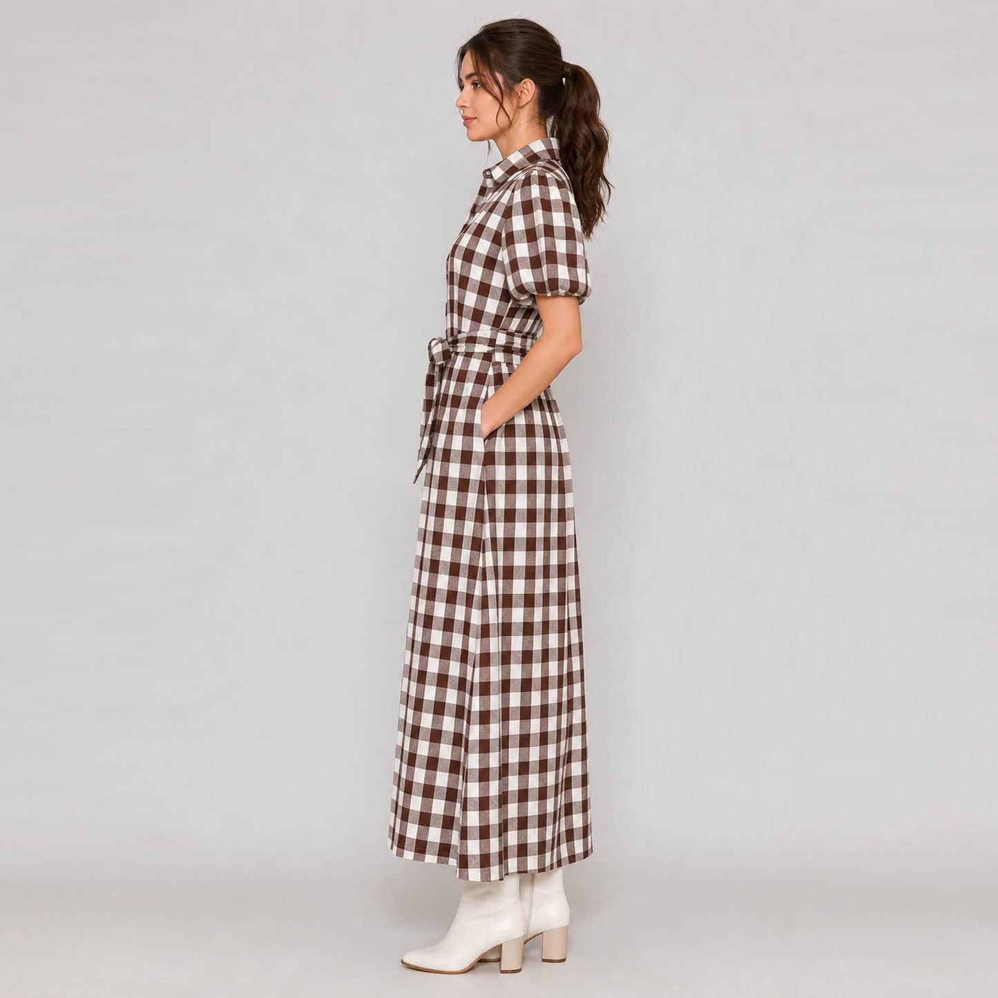LoveWednesday - Charlotte Check Maxi Shirt Dress