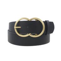 Thick Double Ring Belt - Black Worn Gold Buckle