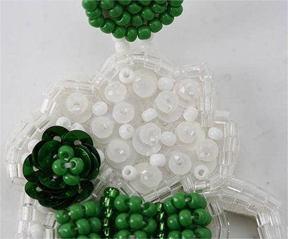 Women green beer mug St. Patrick's Day rice bead earrings