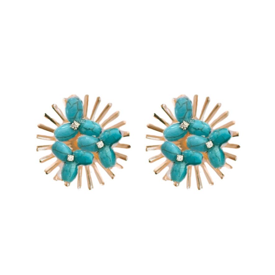 St Armands Designs of Sarasota - Turquoise Sunburst Statement Stud Earrings