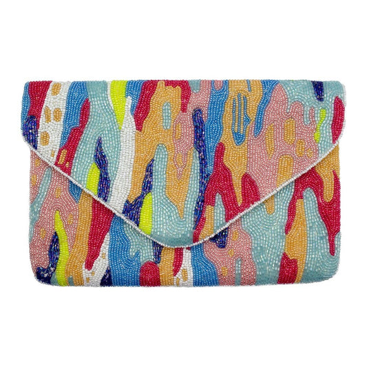 WATERCOLOR BEADED CLUTCH
