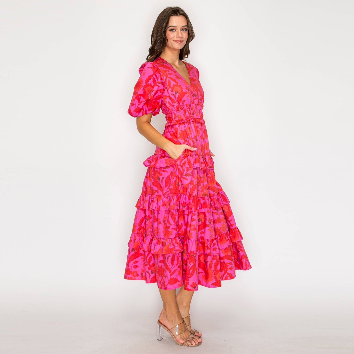 LoveWednesday - Fuchsia Garden Dream Midi Dress