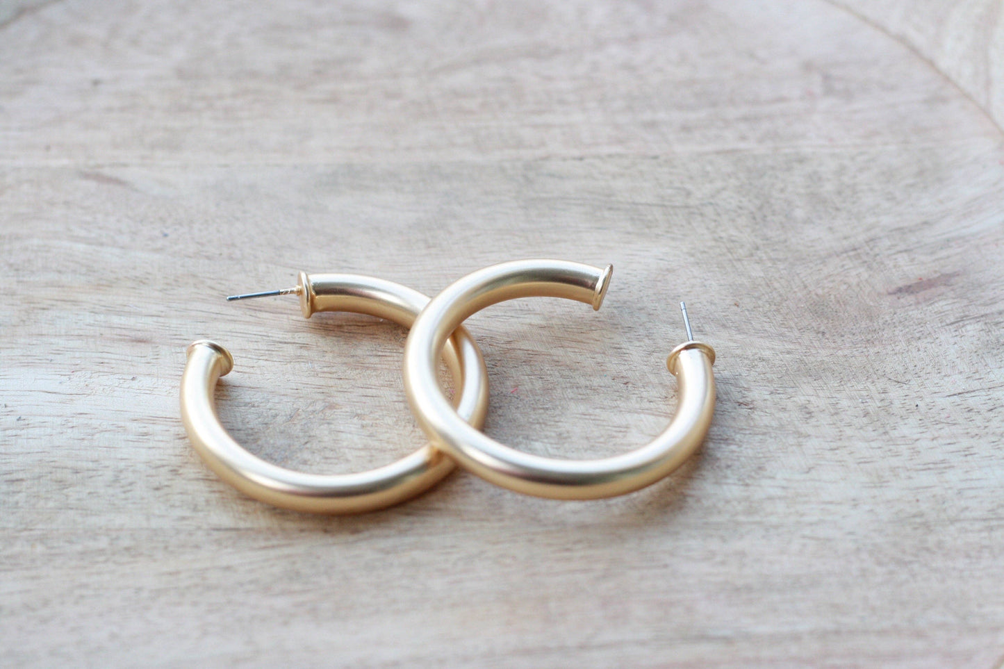 Brushed Gold Everyday Hoop Earrings