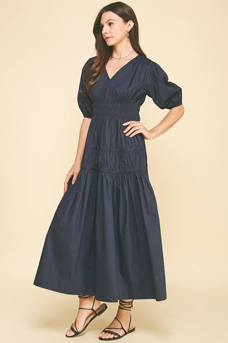 Smocking Detail Maxi Dress