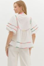 White Puff Sleeve Blouse by Entro