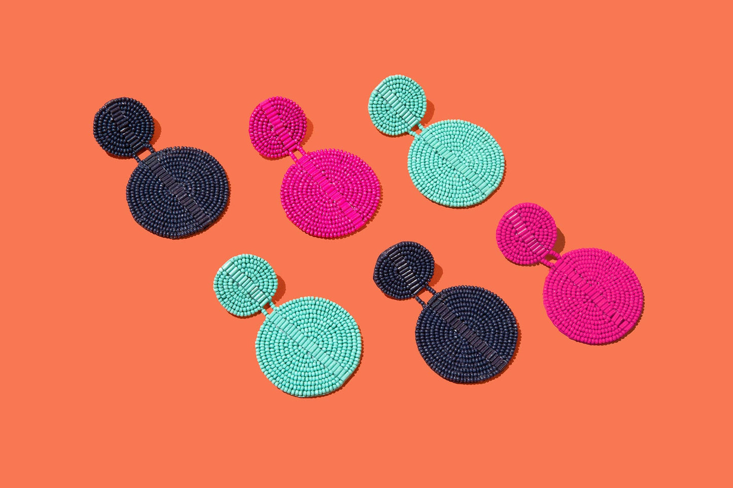 Custom Beaded Drop Disc Earrings: Blush
