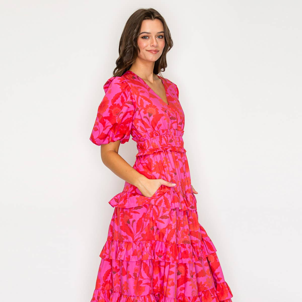 LoveWednesday - Fuchsia Garden Dream Midi Dress