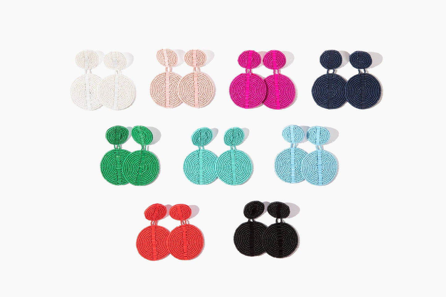 Custom Beaded Drop Disc Earrings: Blush