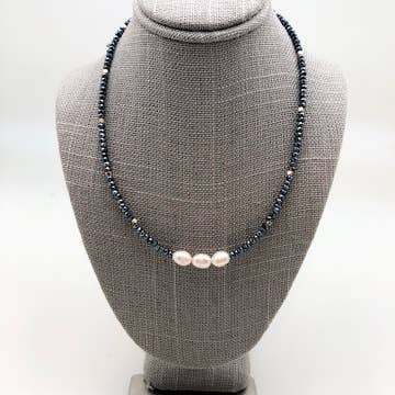 Three Pearl Crystal Necklace