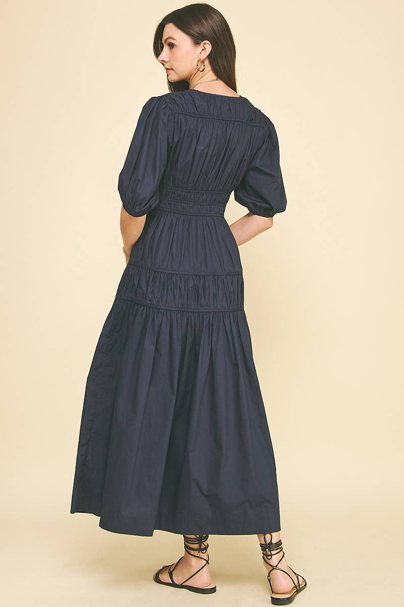 Smocking Detail Maxi Dress