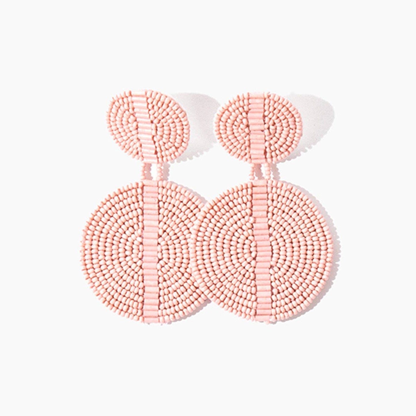 Custom Beaded Drop Disc Earrings: Blush