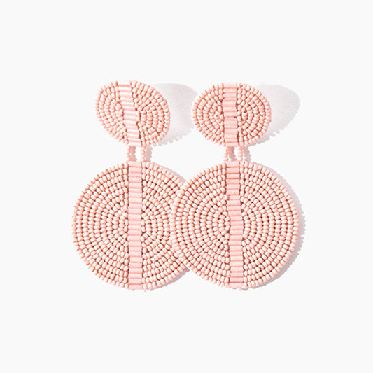 Custom Beaded Drop Disc Earrings: Blush